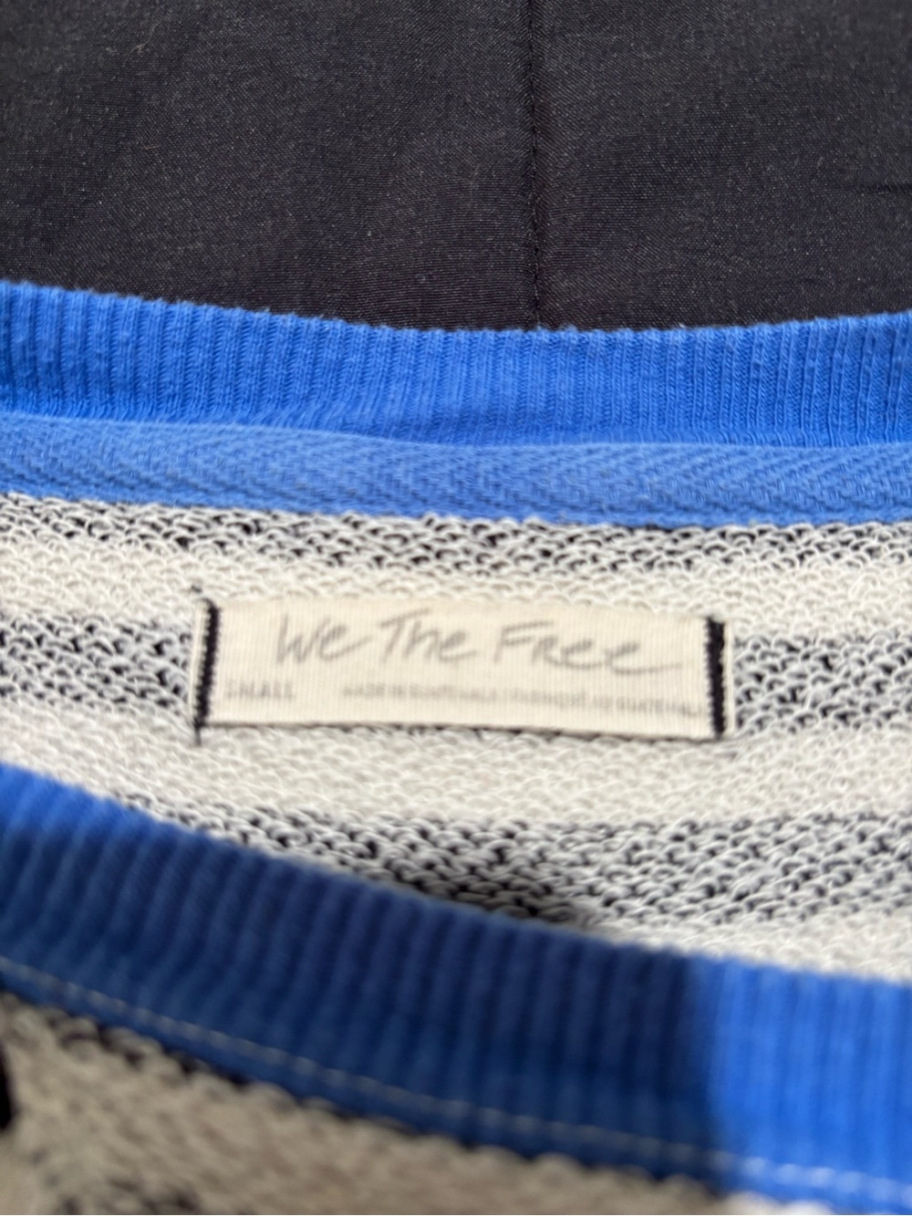 We The Free Black & White Striped Top with Bright Blue Trim - Picture 2 of 7